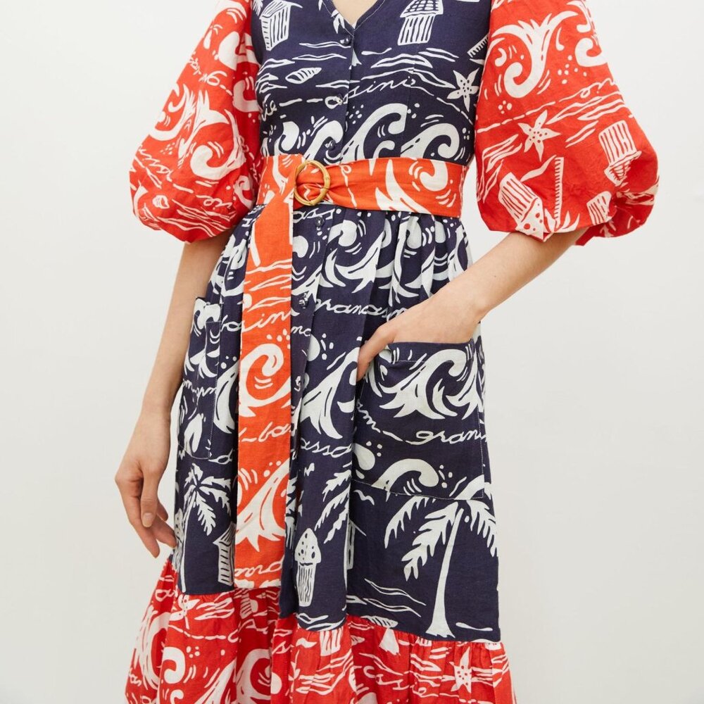 ANTHROPOLOGIE NWT SEASCAPE V NECK MIDI DRESS 🖤